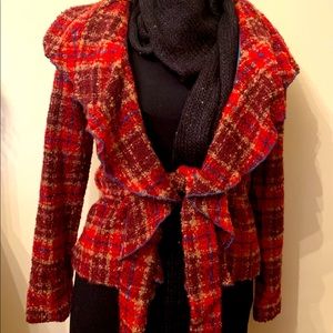 ANTHROPOLOGIE Tabitha Moretown Jacket in Red Plaid